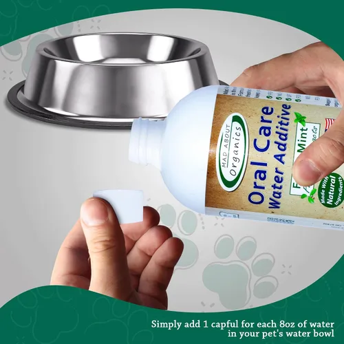 Vista 3 de Aditivo de agua para el cuidado bucal para gatos y perros, soporte dental suave, reduce los olores del aliento, promueve la salud de las encías, sin