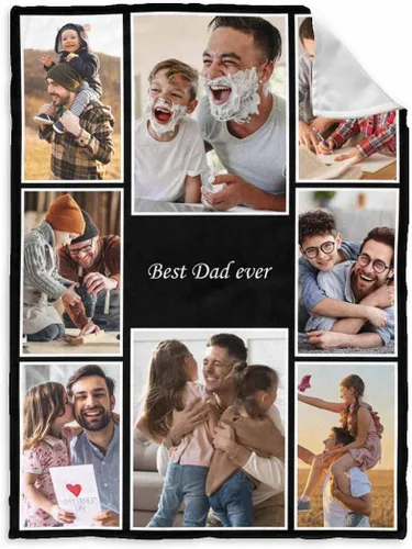 Vista 19 de InterestPrint Manta personalizada para papá de parte de hija e hijo, manta de cama personalizada con el texto "Best Dad Ever" con Love You Daddy, 7