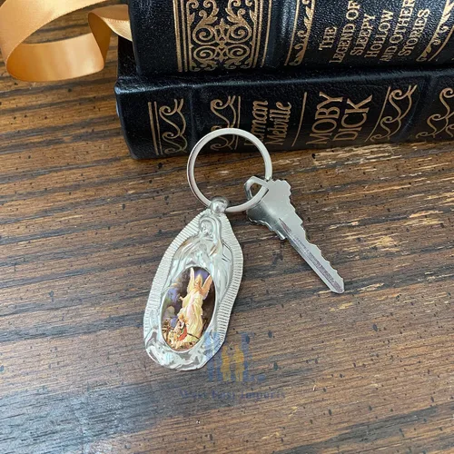 Vista 6 de 12 piezas personalizadas de bautismo de recuerdo de fiesta, llavero de metal de ángel de la guarda, regalo de bautizo para grabado de invitados