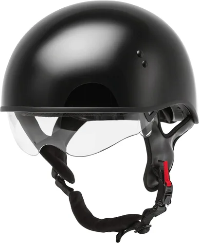 Vista 4 de GMAX HH-65 Naked Half Helmet (negro, grande) - Aprobado por FMVSS 218