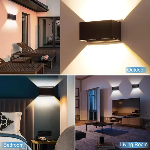 Vista 6 de LMP Aplique de pared al aire libre arriba y abajo, luces LED de porche de 12 W, luces exteriores para casa, patio, porche, aplique de pared negro