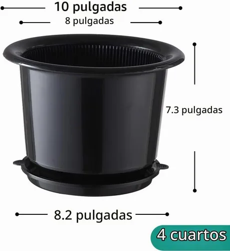 Vista 2 de Macetas de plásticos para orquídeas de 8 pulgadas con orificios, macetas decorativas para plantas con flores de interior y exterior, hierbas Negro