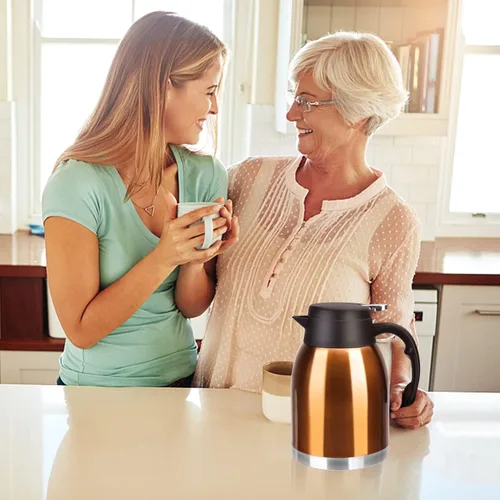 Vista 6 de 54oz Thermal Coffee Carafe, Stainless Steel Insulated Vacuum Coffee Carafes Bronce