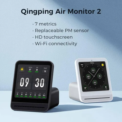 Vista 2 de Qingping Monitor de calidad del aire Gen 2, monitor de calidad del aire para interiores detecta PM2.5, CO2, PM10, ruido, temperatura y humedad