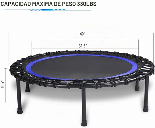 Vista 5 de 40" Mini Trampoline for Adults, Fitness Rebounder with Elastic Bands, Indoor Exercise Trampoline, Low Impact Workout Equipment for Home Gym, Cardio