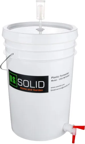 Vista 7 de U.S. Solid Fermentador de plástico – Cubo de fermentación de grado alimenticio de 5 galones fermentador de elaboración casera con espita y esclusa