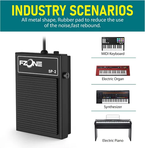 Vista 3 de Pedal de resonancia compacto FZONE para teclados, pianos digitales, sintetizadores, módulos de tono, máquinas de tambor, todo metal, diseño pesado