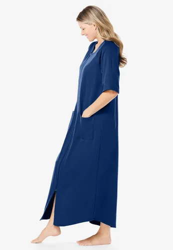 Vista 4 de Dreams & Co. Bata larga de rizo francés con cremallera frontal para mujer, talla grande