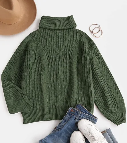 Vista 4 de ZESICA Women's 2023 Fall Long Sleeve Turtleneck Chunky Knit Loose Oversized Sweater Pullover Jumper Tops