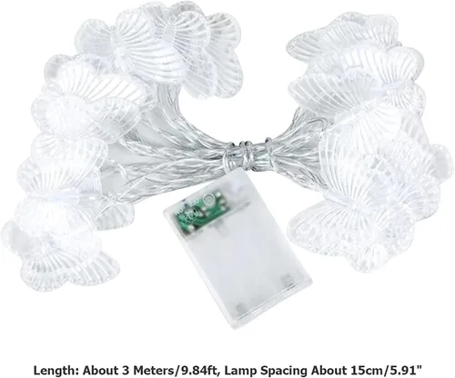 Vista 5 de keeda Guirnalda de luces decorativas de mariposa de 9.8 pies, 20 luces LED de mariposa de Navidad, funciona con pilas, para dormitorio, patio