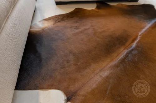Vista 8 de Sunshine Cowhides Alfombra de piel de vaca 100% genuina, color marrón caoba, alfombra de estilo moderno de piel de animal y alfombra para sala