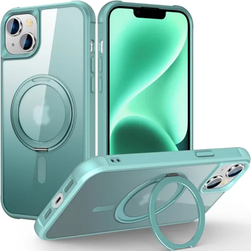 Vista 19 de Funda para iPhone 11 con soporte de anillo magnético giratorio de 360° [compatible con Mag-Safe] [Protección de grado militar] Funda translúcida