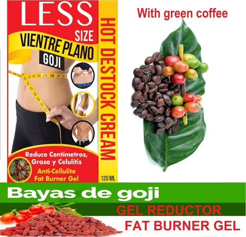 Vista 3 de Less Vientre Plano Gel Reductor 4oz Quema Grasa, Gel Destock Anti Celulitis AHORA CON 100% EXTRACTO DE CAFÉ Arabica