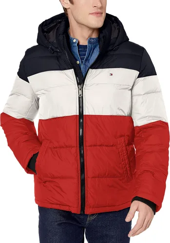Vista 29 de Tommy Hilfiger - Chaqueta acolchada con capucha de relleno alternativo para hombre (tallas estándar y para personas grandes y altas)