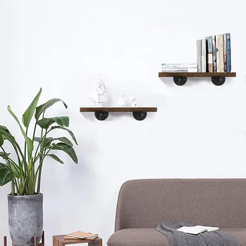 Vista 7 de Soportes industriales de tubo de hierro negro de 3/4 pulgadas, soportes rústicos para colgar en la pared, soportes de tubería personalizados