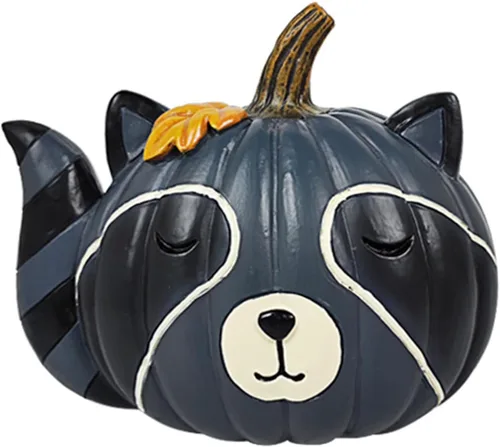 Vista 8 de BULINGNA Estatua de calabaza de animales de dibujos animados, escultura de resina pequeña, adorno de escritorio, decoración del hogar, Halloween
