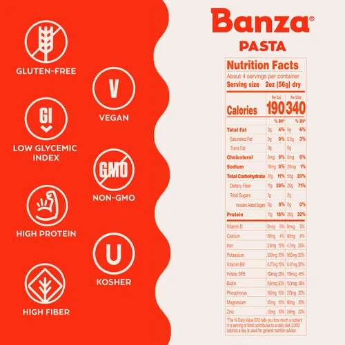 Vista 4 de Banza - Pasta de garbanzos, pasta saludable, sin gluten, de alta proteína