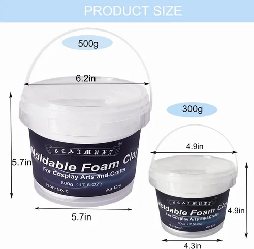 Vista 7 de Arcilla de espuma moldeable para cosplay, arcilla de espuma seca al aire moldeable, 17.64 oz, color blanco, espuma para esculpir para disfraces