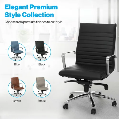 Vista 6 de NBF - Silla ergonómica de cuero sintético con respaldo medio, con memoria, color negro