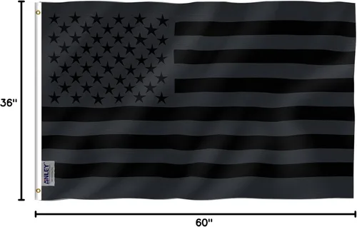 Vista 7 de Anley Fly Breeze - Bandera estadounidense negra de 3 x 5 pies, color vivo y a prueba de decoloración, cabecera de lona y doble costura, banderas