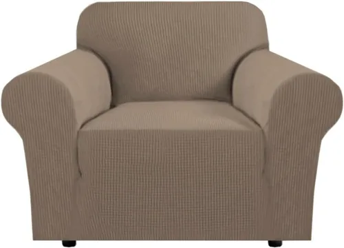 Vista 111 de H.VERSAILTEX Funda elástica para sofá, fundas suaves para muebles de 3 cojines, con tela jacquard gruesa a cuadros con parte inferior elástica, sofá
