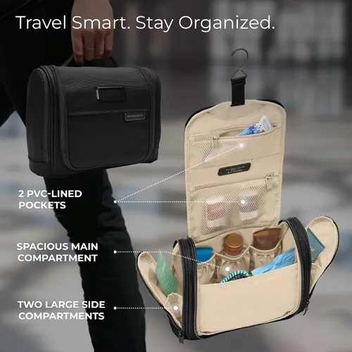 Vista 3 de Briggs & Riley Kit de aseo – Bolsas de viaje para mujeres y hombres, organizador para vacaciones, kit Dopp para accesorios de baño, maquillaje