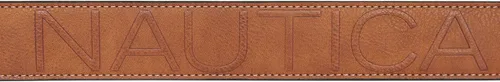 Vista 5 de Nautica Men's Signature Leather and Canvas Belt Ribbon Detail Flag Design Classic Casual Metal Buckle