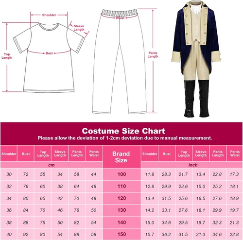 Vista 2 de ReliBeauty Washington Costume Hamilton American Colonial Uniforme con peluca para niños