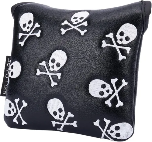 Vista 4 de Golf Club Skull Square Mallet Putter Cover Magnetic Closure Skeleton PU Leather Headcover