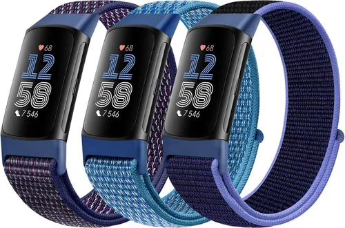 Vista 12 de Correas de nailon para reloj deportivo compatibles con Fitbit Charge 6/5, correa de muñeca ajustable, transpirable, de repuesto, suave, de bucle