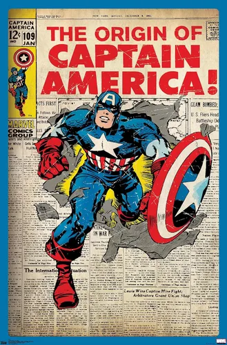 Vista 7 de Trends International Marvel Comics - Póster de pared original de 24 x 36 pulgadas, Capitán América, 24 x 36 pulgadas, versión enmarcada en negro