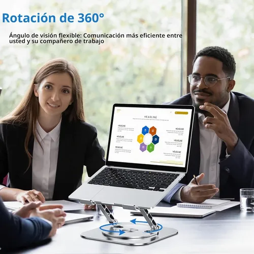 Vista 2 de MCHOSE Soporte para laptop con base giratoria de 360°, soporte plegable para computadora ajustable, diseño ergonómico compatible con MacBook Air