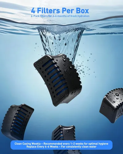 Vista 4 de Filtros de Repuesto para Dispensador de Agua para Perros, Paquete de 4 Filtros de Tazón de Agua por Gravedad para Mascotas Compatible