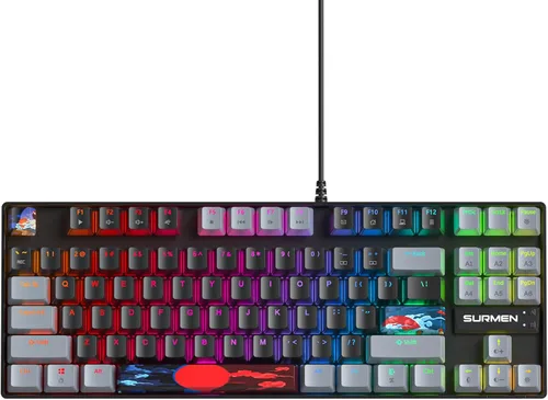 Vista 8 de Owpkeenthy Teclado mecánico 75% para juegos con interruptor rojo, 87 teclas con cable RGB TKL teclado retroiluminado para PC, Xbox PS