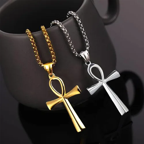 Vista 6 de StoryEtain Collar Ankh copto Ankh con colgante de cruz egipcia collar religioso Ankh regalo de Navidad para mujeres y hombres