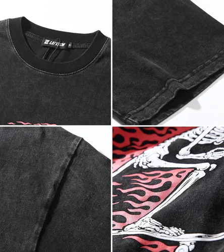 Vista 4 de Camisa estampada de gran tamaño para hombre, unisex, ropa de calle, casual, holgada, Harajuku, estética