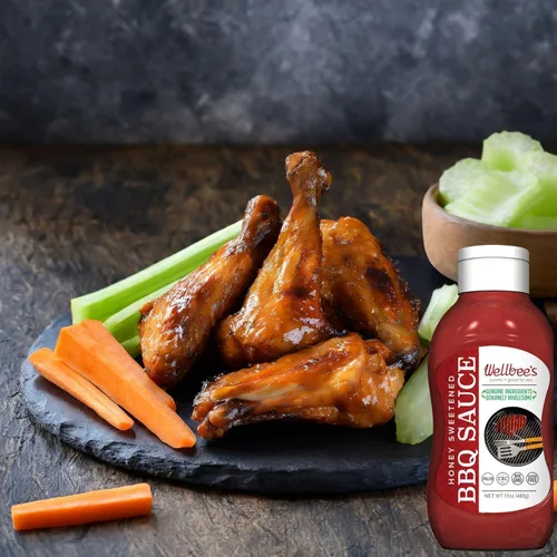 Vista 5 de Wellbee's Salsa BBQ de miel de 16 onzas, totalmente natural, aprobada por SCD
