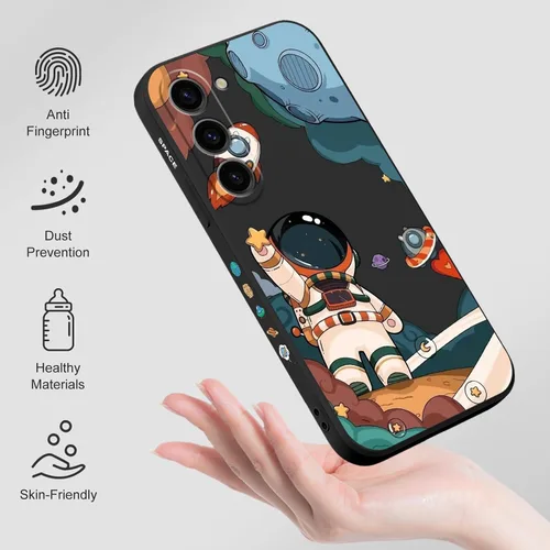Vista 3 de LEECG Funda protectora para Samsung Galaxy S23, patrón de astronauta a prueba de golpes, anticaídas, para Samsung S23, negro astronauta
