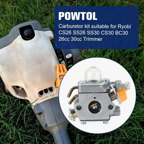 Vista 2 de Powtol 308054043 Carburador para Ryobi CS26 SS26 RY09056 CS30 SS30 EX26 RY28040 RY28020 RY28000 RY09053 RY09055 RY28025 RY28021 2 6CC Trimmer
