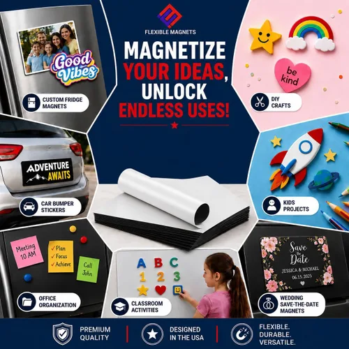 Vista 7 de Flexible Magnets Hojas magnéticas con respaldo adhesivo, 4 x 6 pulgadas (paquete de 12) hojas magnéticas adhesivas para imanes de refrigerador