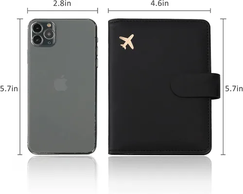 Vista 6 de Melsbrinna Funda de cuero prémium para pasaporte, impermeable, con bloqueo RFID, cartera de viaje con soporte para bolígrafo, bonito libro