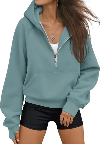Vista 14 de AUTOMET Sudaderas con capucha de mujer, sudaderas de forro polar para otoño, conjuntos de moda, sudaderas para hacer ejercicio, chaquetas con Verde