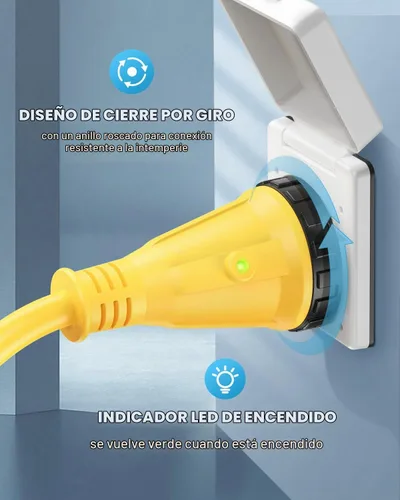 Vista 2 de Kohree Enchufe adaptador RV de 50 amperios a 15 amperios de 110 V, macho de 15 amperios a 50 amperios hembra, cable adaptador de corriente RV de 12