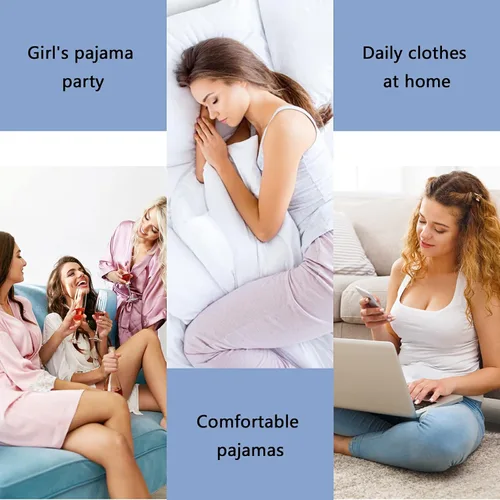 Vista 8 de KLL Hot Dog - Conjunto de pijama corto sin costuras para mujer, 2 piezas, ropa de dormir suave