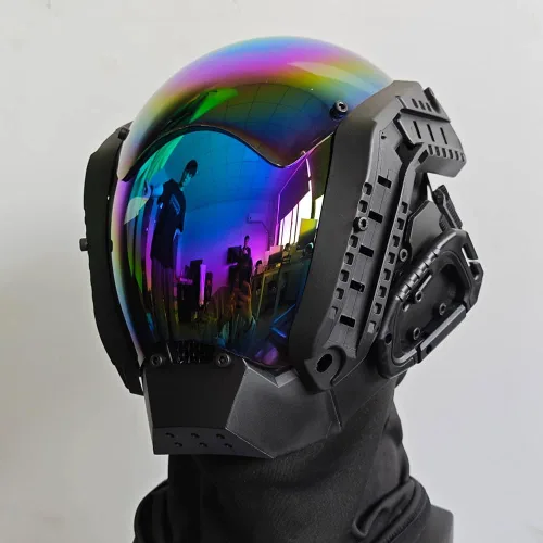 Vista 5 de Máscara punk cosplay para hombres, equipo mecánico de ciencia ficción, cosplay, máscara de Halloween, accesorios para fiestas y festivales de música