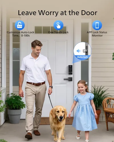 Vista 6 de Philips - Cerradura inteligente WiFi con manija, cerradura de puerta sin llave con reconocimiento de huellas dactilares y puente WiFi, cerraduras