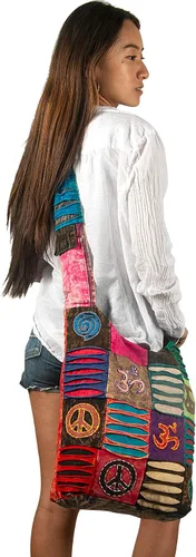 Vista 3 de Hobo - Bolso de hombro colorido para mujer, estilo hippie, bohemio (paz)