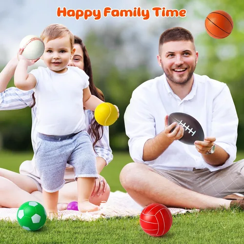 Vista 7 de Billeeit Juego de Mini Pelotas Deportivas para Niños Pequeños de 1-3 Años, Bolsa Deportiva para Niños, Incluye 1 de Cada Una: Fútbol de Espuma