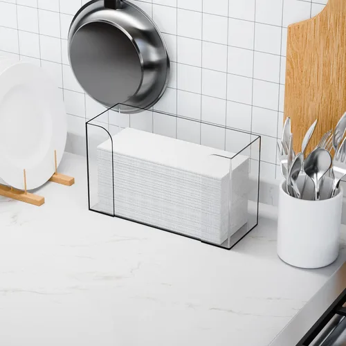 Vista 6 de Dispensador de toallas de papel de baño transparente, soporte para toallas de papel acrílico triple de 11 pulgadas de largo, dispensador de toallas