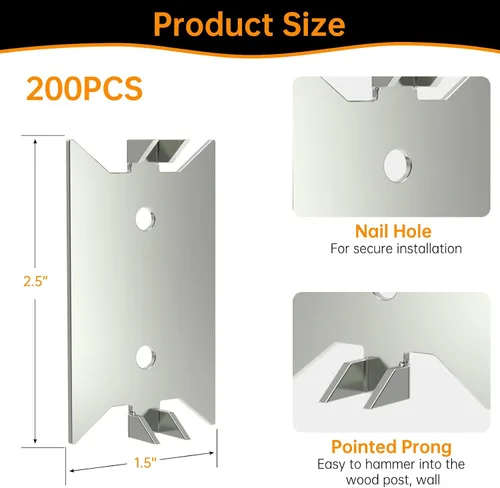 Vista 3 de Paquete de 200 placas de clavo para tachuelas de madera, placa protectora de alambre de cable, protector de placa de protección antiuñas, placas